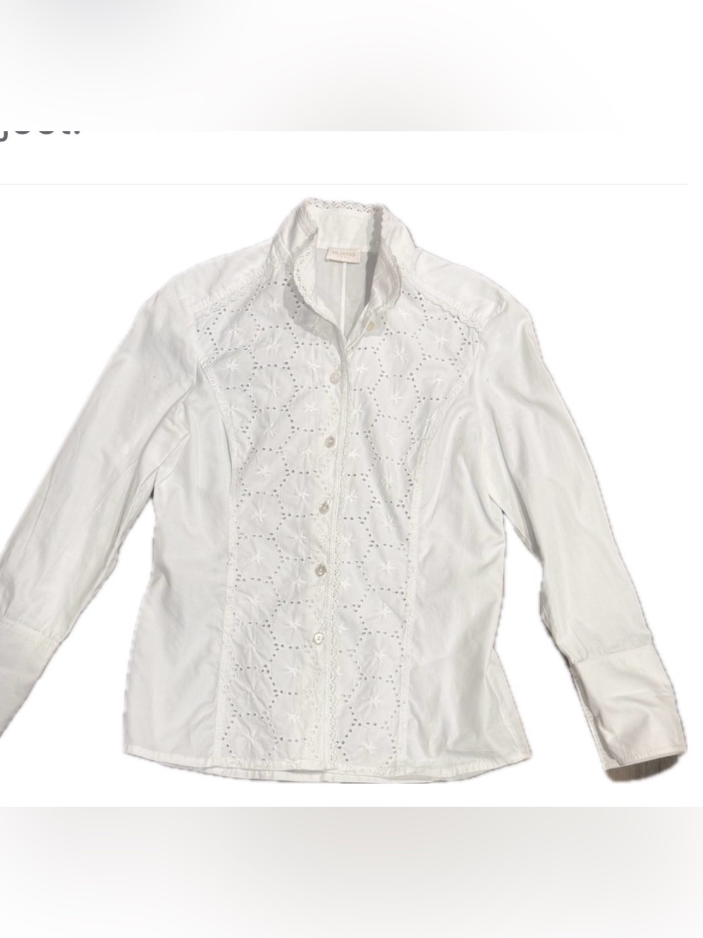 Valentino White Eyelet Button-Down Shirt